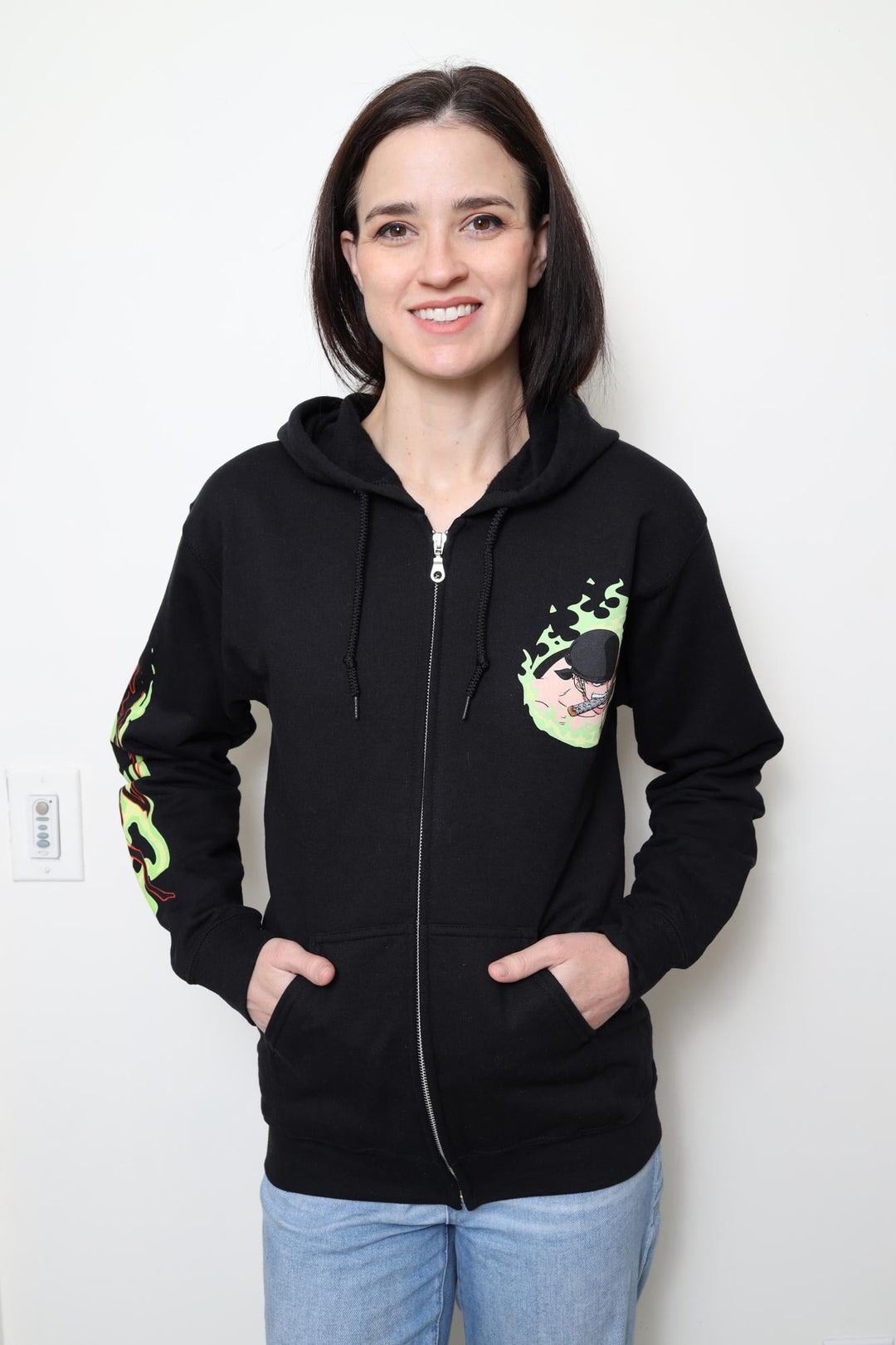 One Piece Roronoa Zoro King Of Hell Licensed Adult Zip Up Hoodie - Fundom