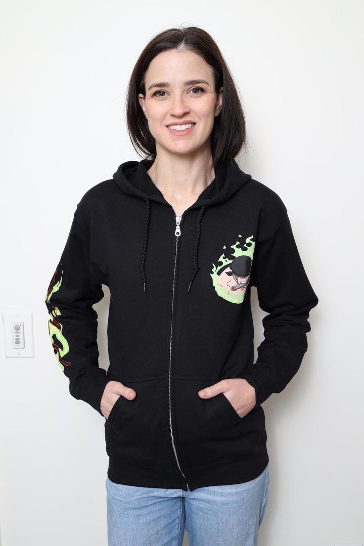 One Piece Roronoa Zoro King Of Hell Licensed Adult Zip Up Hoodie - Fundom