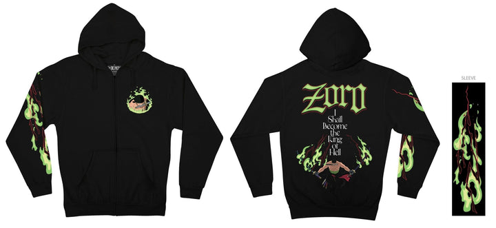 One Piece Roronoa Zoro King Of Hell Licensed Adult Zip Up Hoodie - Fundom
