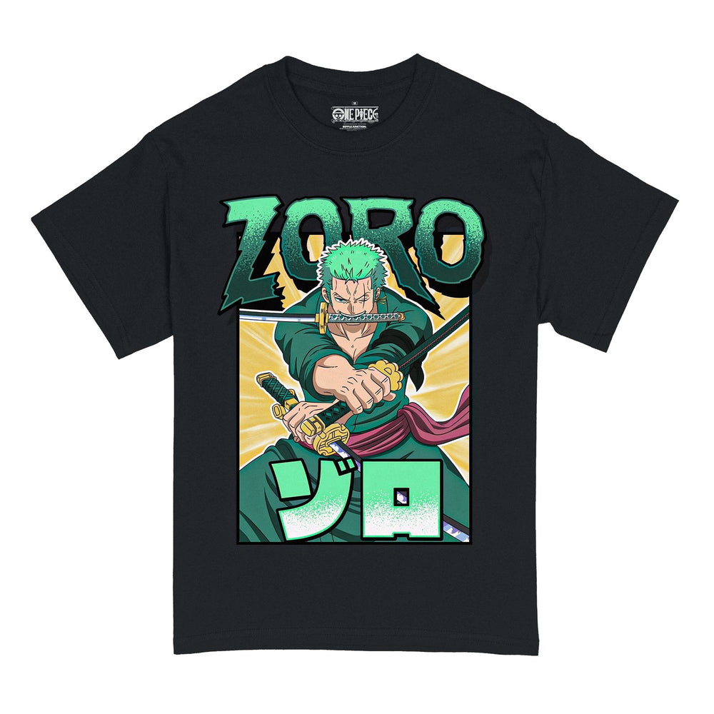 One Piece - Roronoa Zoro Three - Sword Style Adult T-Shirt - Black - Officially Licensed - Fundom