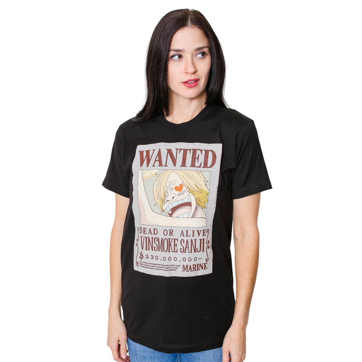 One Piece Sanji Full Wanted Poster Anime Adult Short - Sleeve Graphic T-Shirt - Fundom
