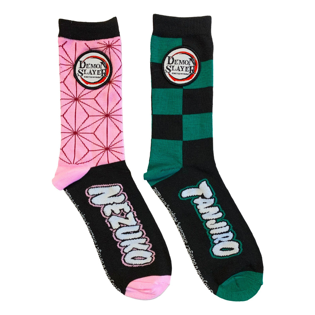 Demon Slayer 2 Pack - Nezuko & Tanjiro Character Pattern Anime Crew Socks