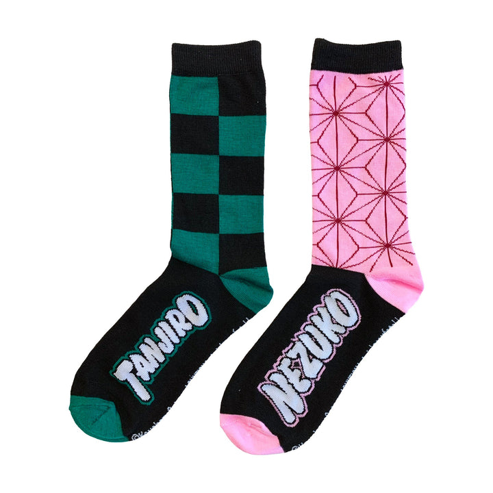 Demon Slayer 2 Pack - Nezuko & Tanjiro Character Pattern Anime Crew Socks