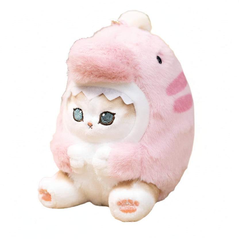 Mofusand Pink Dinosaur Cat Plush Keychain