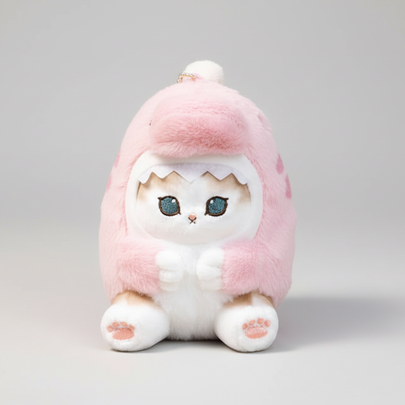 Mofusand Pink Dinosaur Cat Plush Keychain
