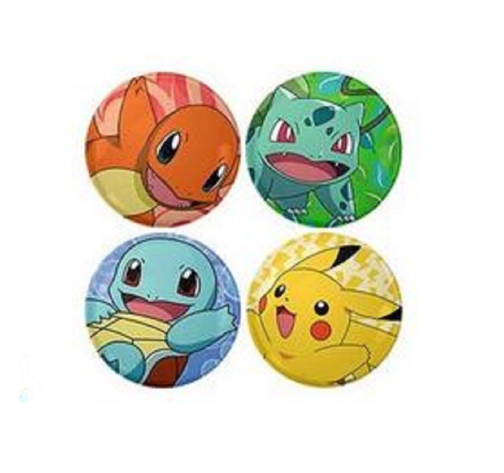 Pokemon Characters Pikachu Squirtle Charmander Bulbasaur 4 pack pins Set - Fundom