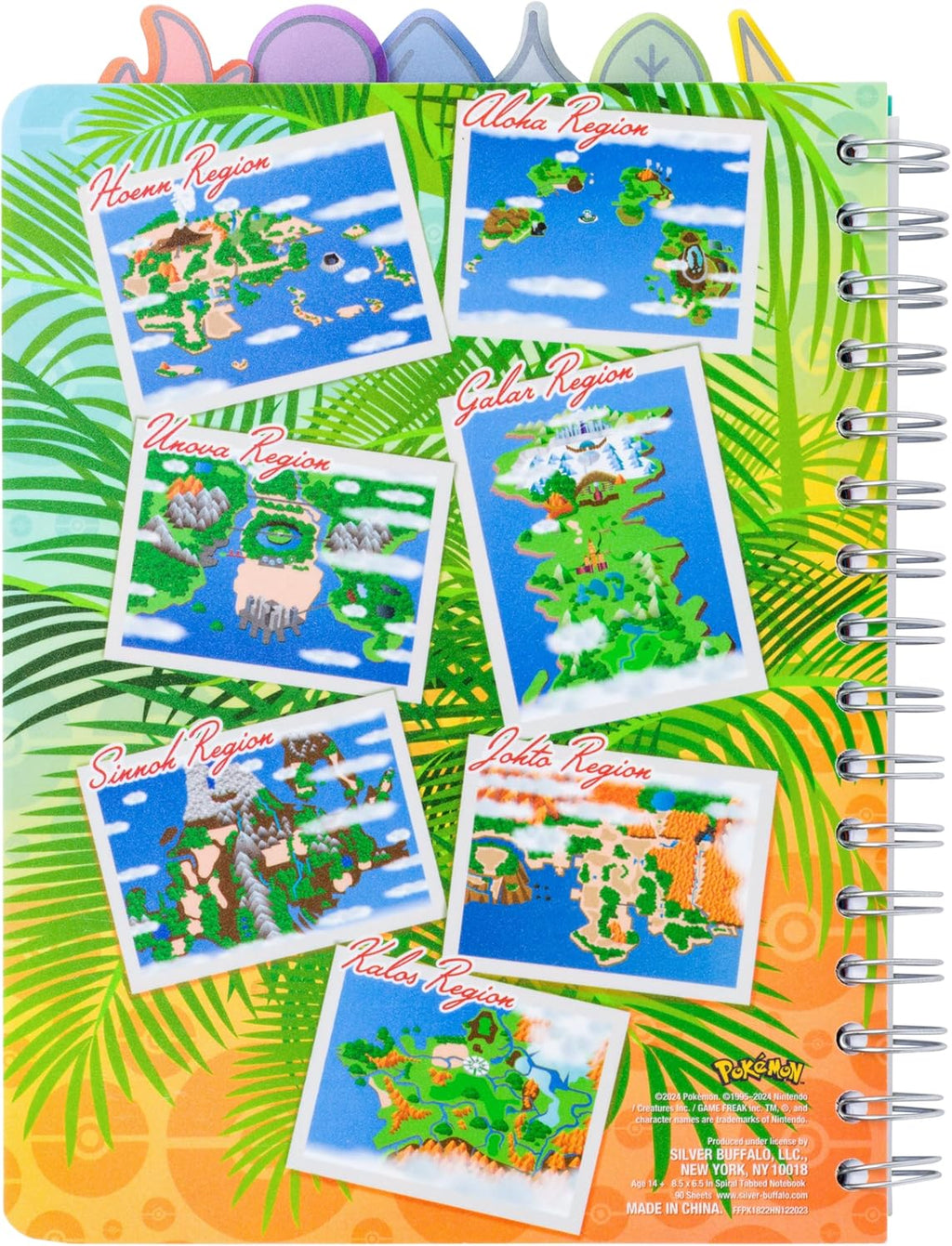 Pokemon Kanto Region Map Spiral Tabbed Notebook 8 x 5 Inches - Fundom