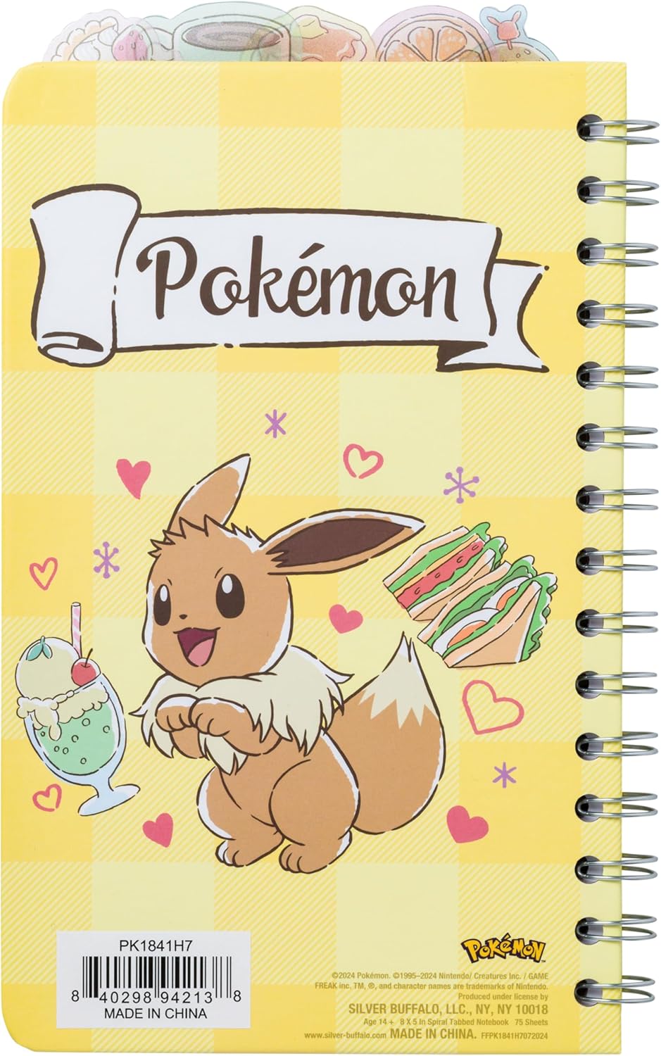 Pokemon - Pikachu, Yamper, Piplup, and Eevee 8in by 5in Spiral Tabbed Notebook - Fundom