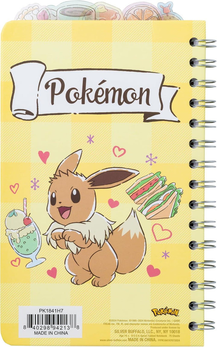 Pokemon - Pikachu, Yamper, Piplup, and Eevee 8in by 5in Spiral Tabbed Notebook - Fundom