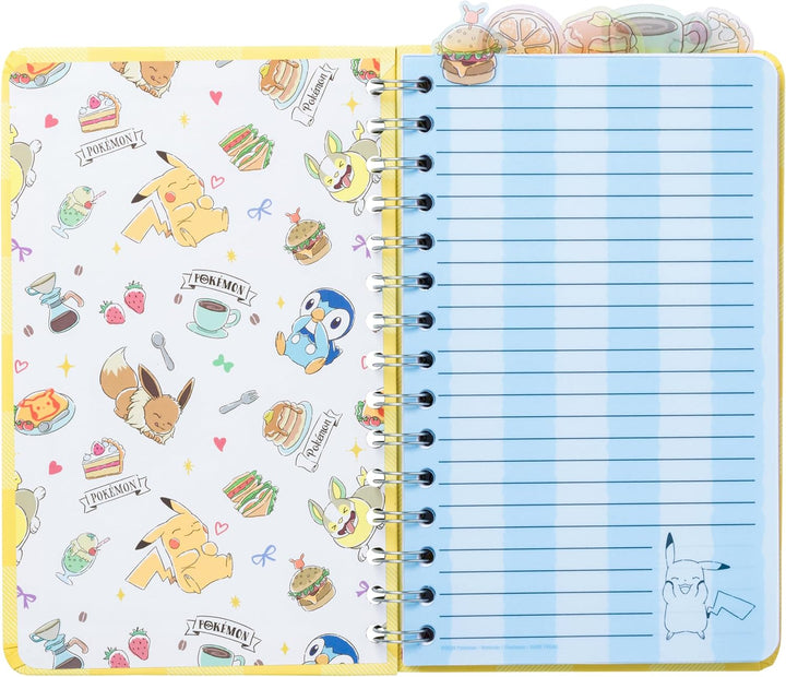 Pokemon - Pikachu, Yamper, Piplup, and Eevee 8in by 5in Spiral Tabbed Notebook - Fundom