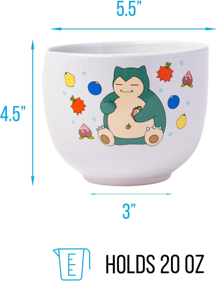 Pokemon Snorlax Eating Ceramic Ramen Noodle Rice Bowl with Chopsticks Microwave Safe 20 Ounces - Fundom