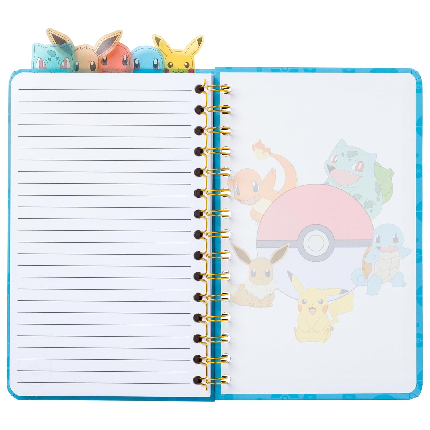 Pokemon Starters and Eevee Spiral Tabbed Notebook 8 x 5 Inches - Fundom