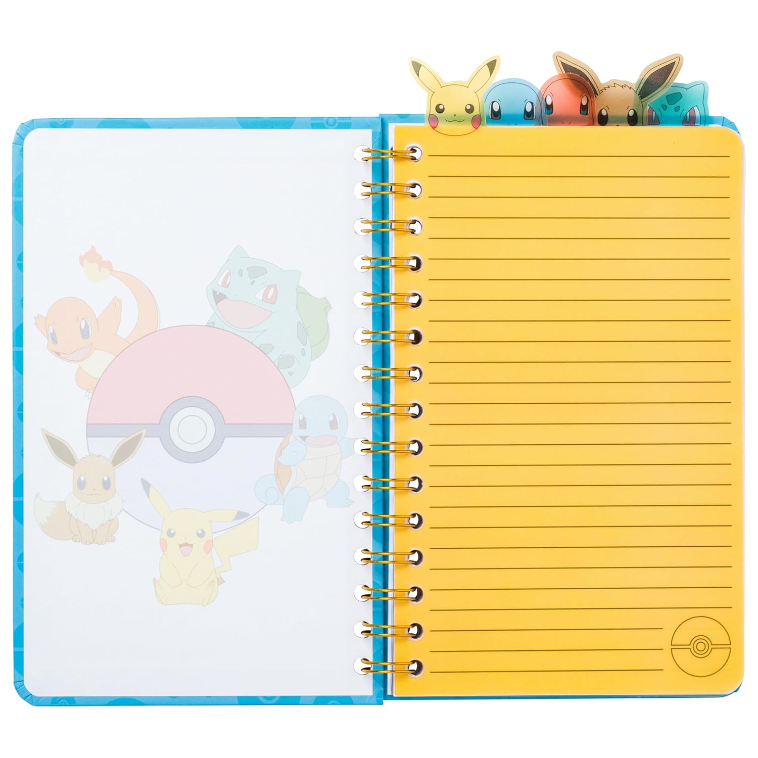 Pokemon Starters and Eevee Spiral Tabbed Notebook 8 x 5 Inches - Fundom