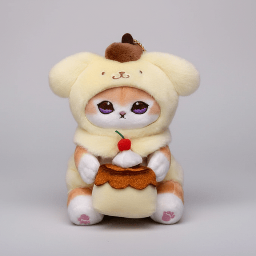 Mofusand Sanrio PomPom Purin Cat Plush Keychain - Fundom
