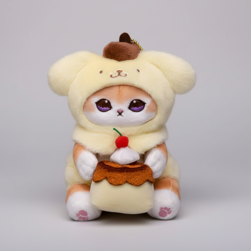 Mofusand Sanrio PomPom Purin Cat Plush Keychain