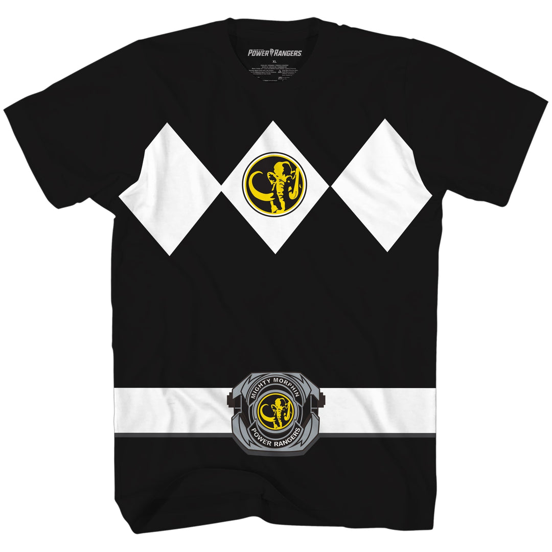 Power Rangers Black Ranger Costume Adult T Shirt - Fundom