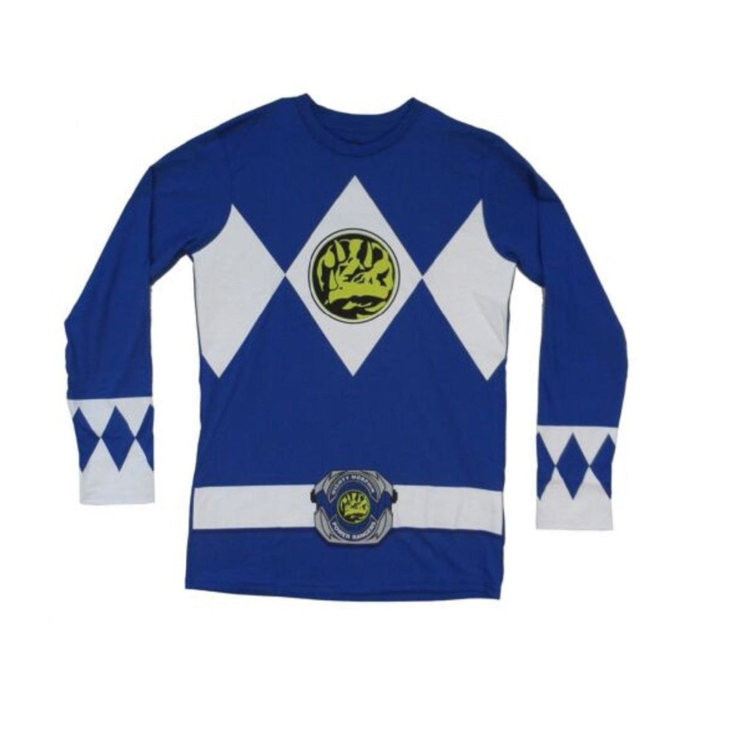 Power Rangers Blue Ranger Costume Adult Long Sleeve Shirt - Fundom