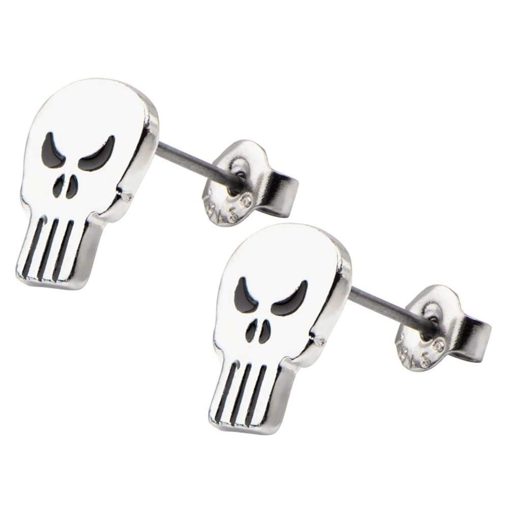Punisher Skull Stainless Steel Stud Earrings - Fundom