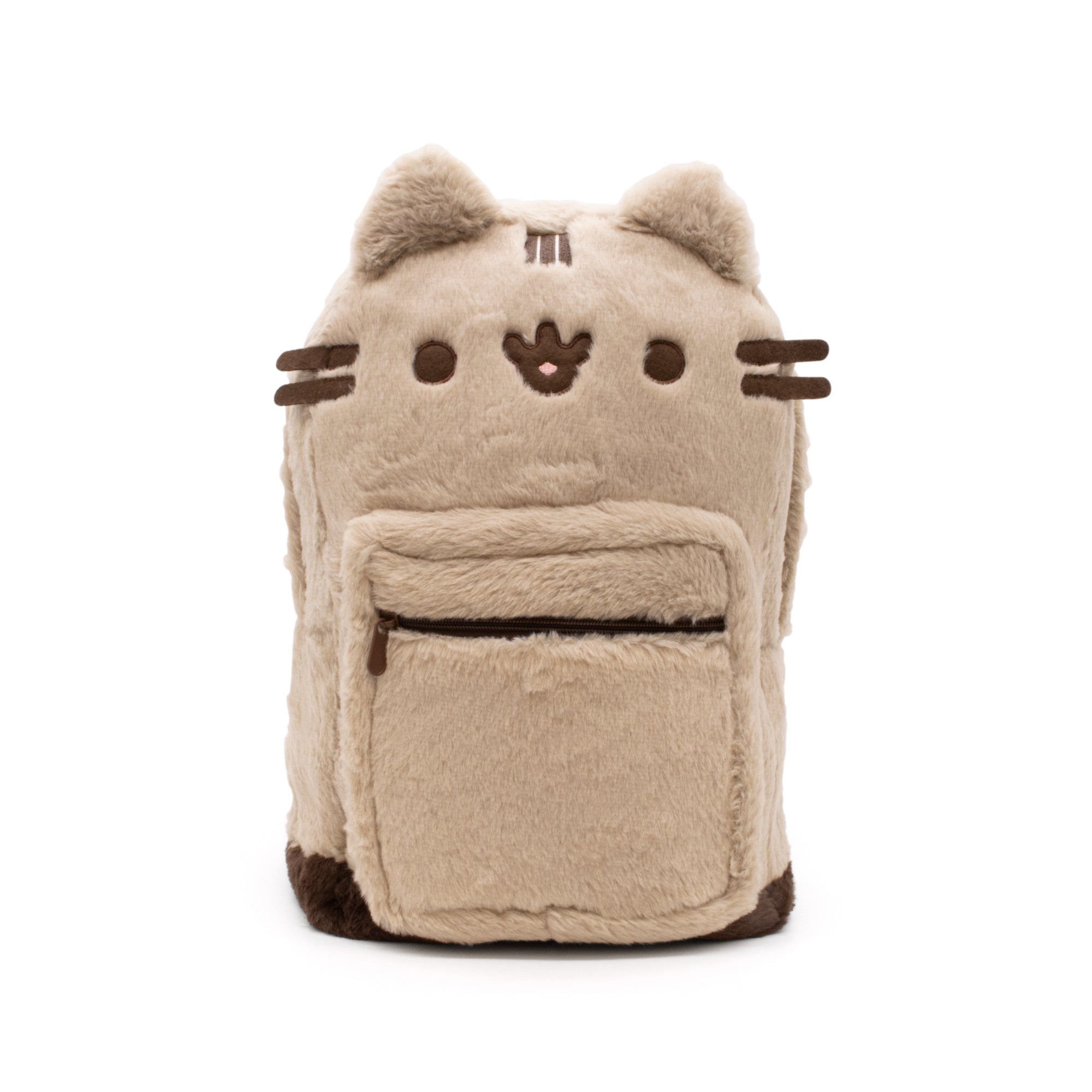 Pusheen The Cat Face Plush Backpack Bag with Front Pocket - Fundom