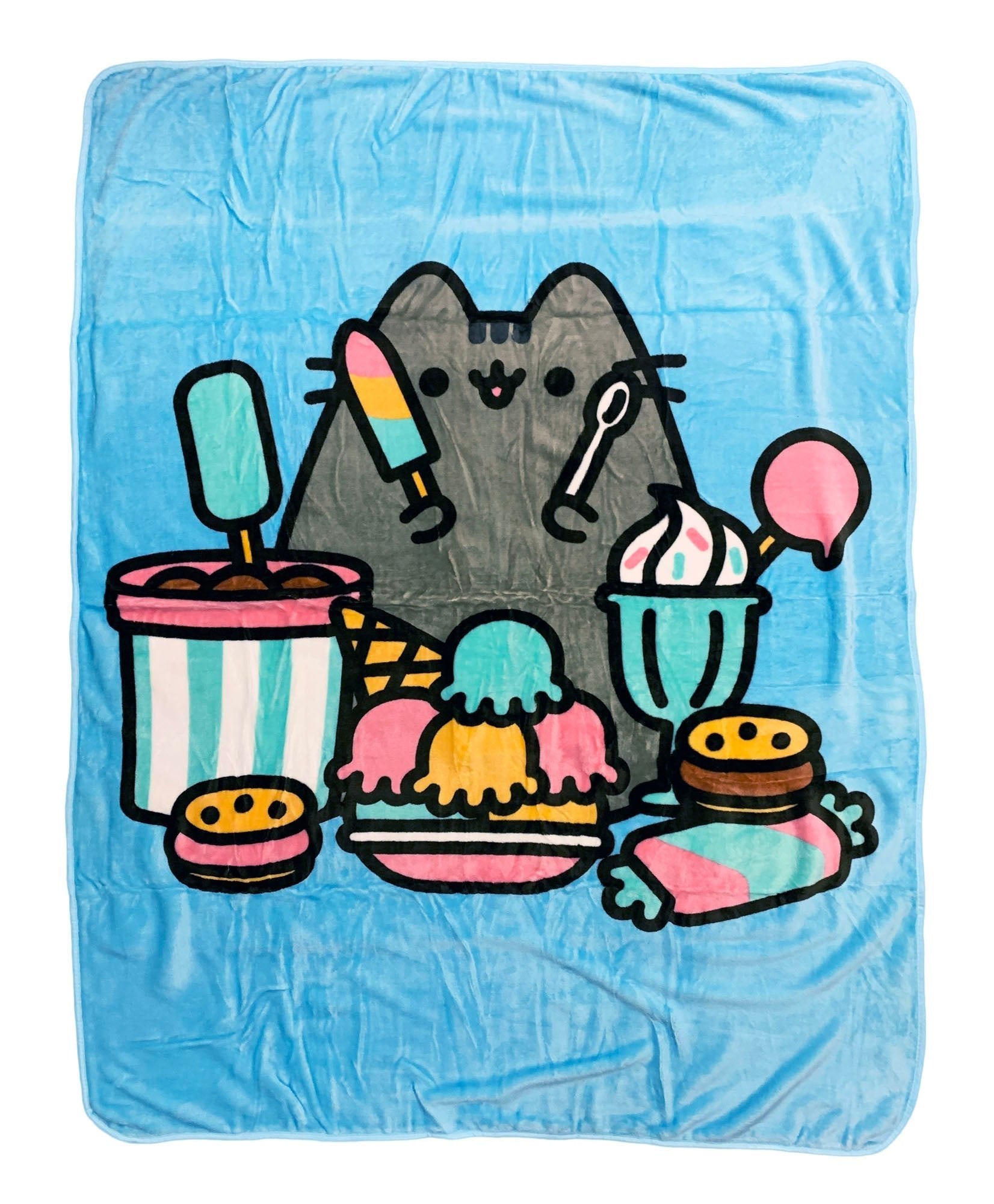 Pusheen With Ice Cream Foodie Super Soft Plush Throw Blanket 45in. By 60in. - Fundom