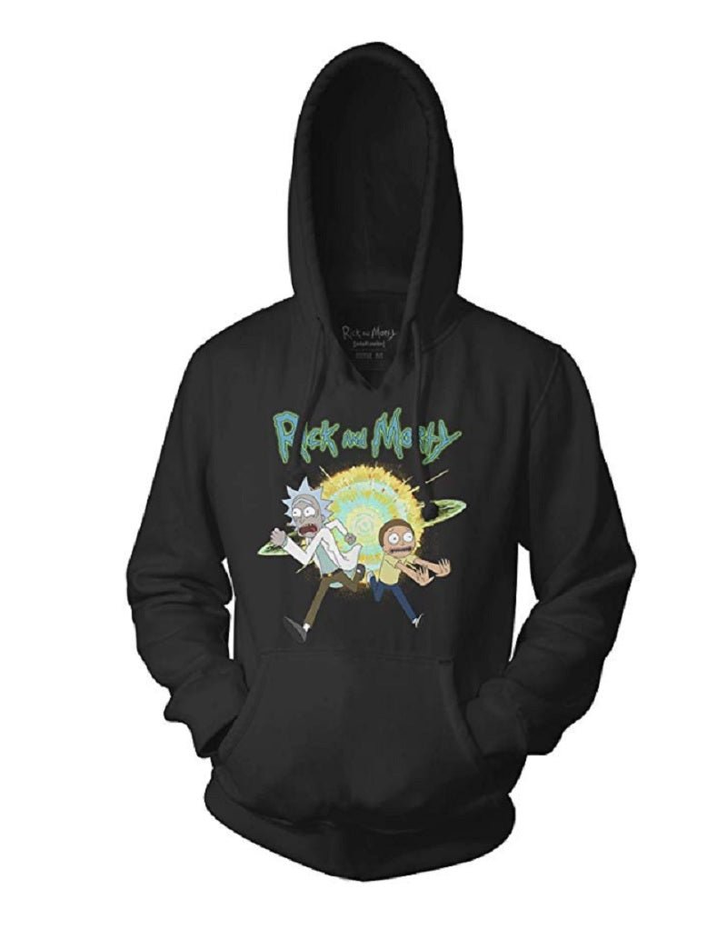 Rick and Morty Adult Unisex Explosion with Logo Pull Over Fleece Hoodie - Fundom