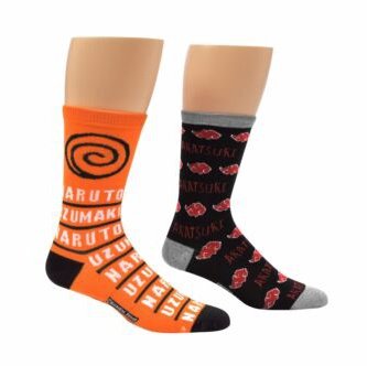 Naruto Shippuden Hidden Leaf Village, Akatsuki Clouds Anime 2 Pack Crew Socks