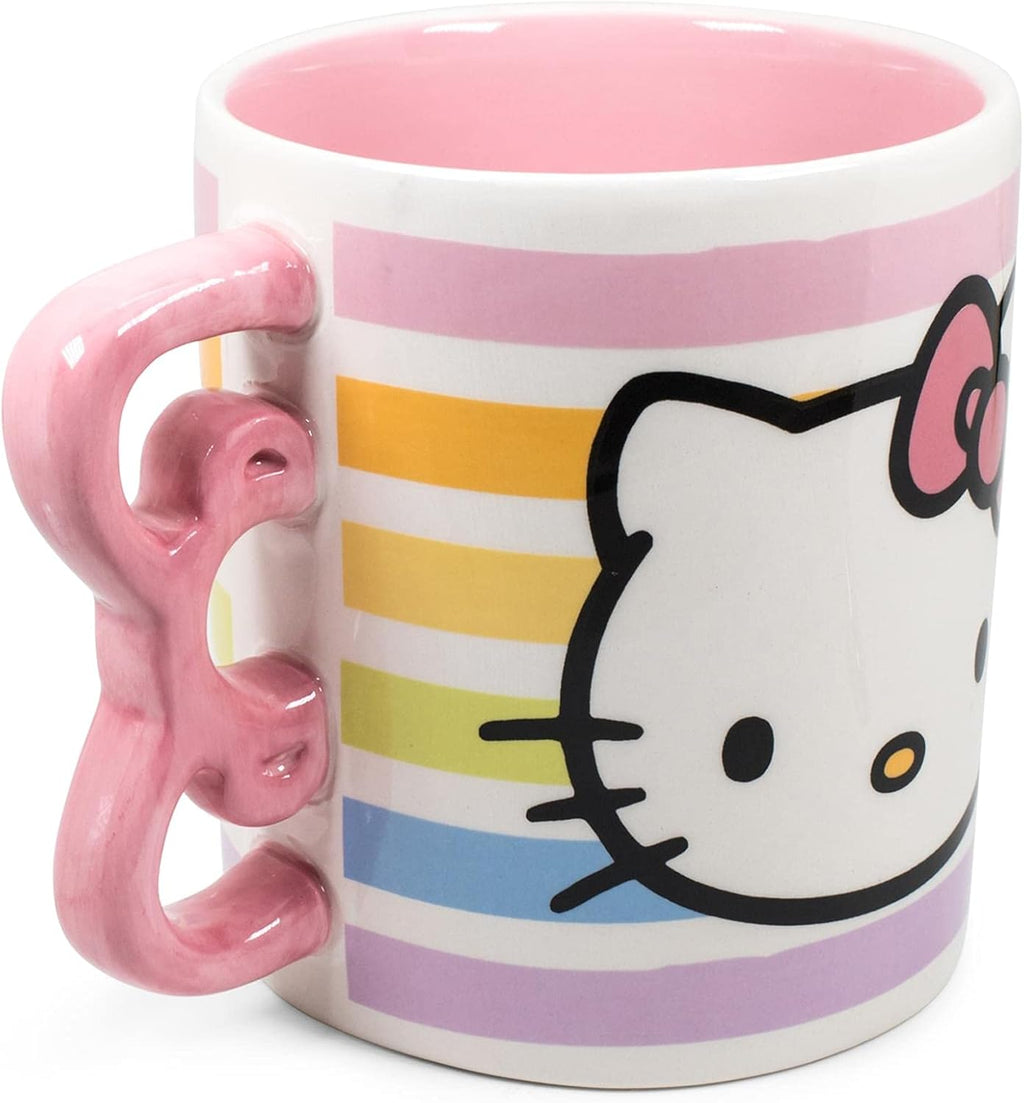 Sanrio Hello Kitty Rainbow Dots 3D Sculpted Shaped Handle Ceramic Mug 20oz - Fundom