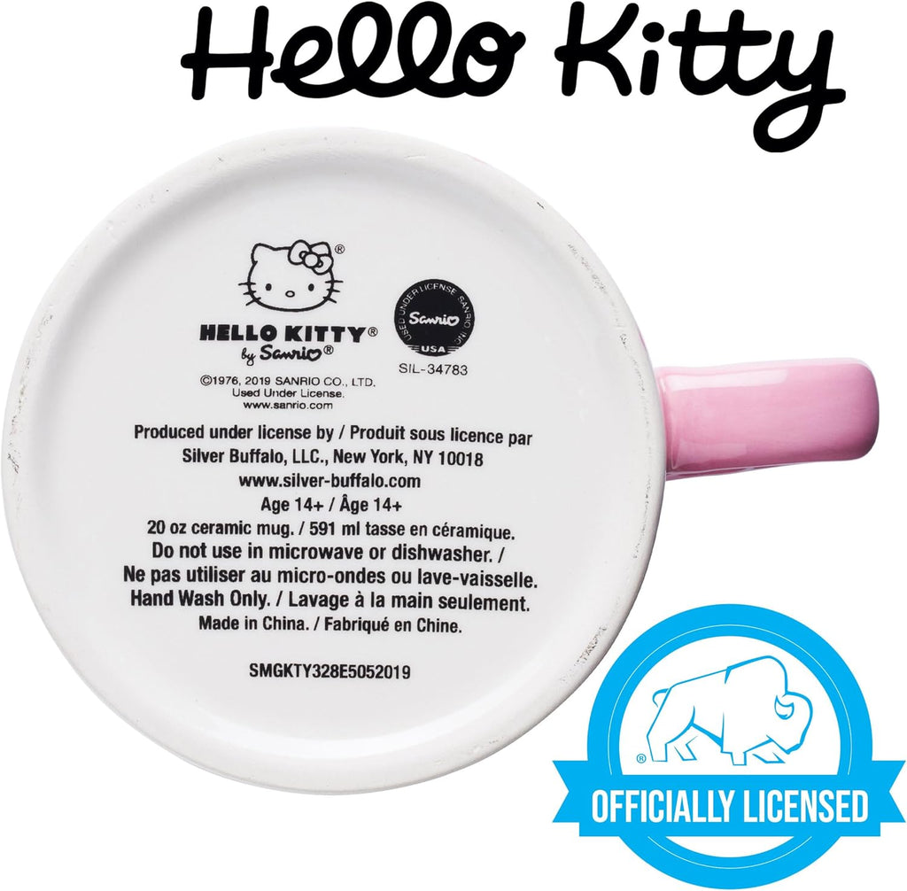 Sanrio Hello Kitty Rainbow Dots 3D Sculpted Shaped Handle Ceramic Mug 20oz - Fundom
