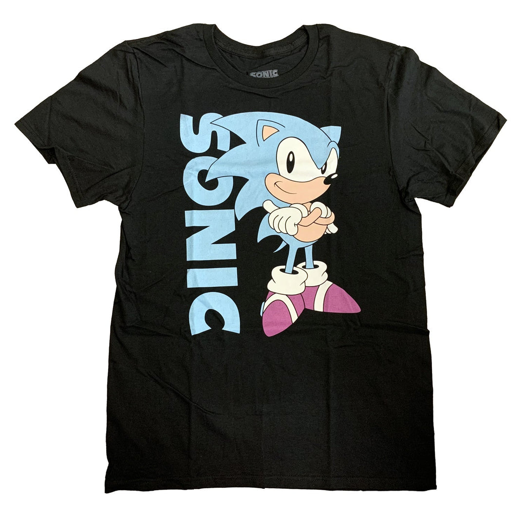 Sega Sonic Black Adult T Shirt - Fundom