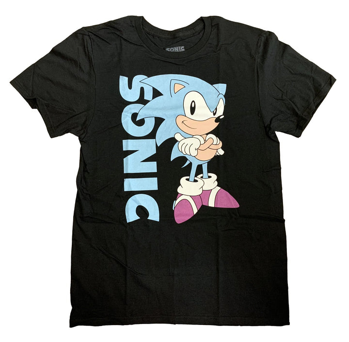 Sega Sonic Black Adult T Shirt - Fundom