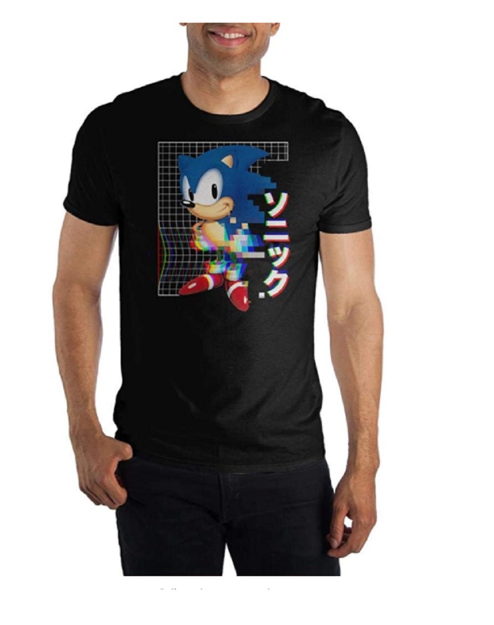 Sega Sonic The Hedgehog Kanji Glitch Adult T Shirt - Fundom