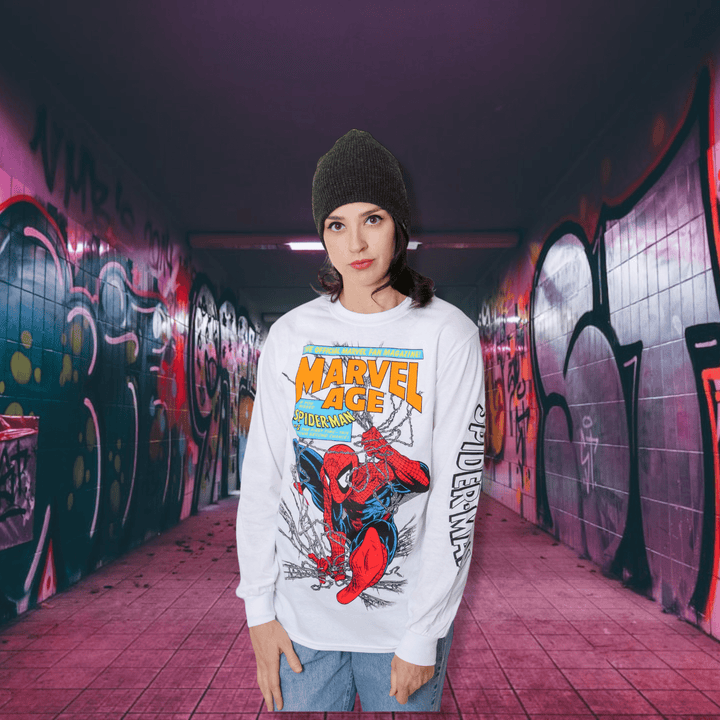 Spider - Man 90's Marvel Age Marvel Adult Long Sleeve T Shirt - Fundom