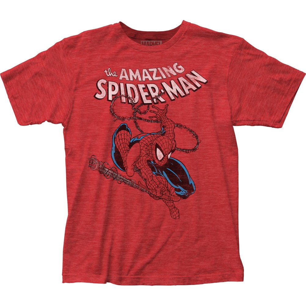 Spider - Man Spidey Swinging Marvel Comics Adult Graphic T-Shirt - Fundom