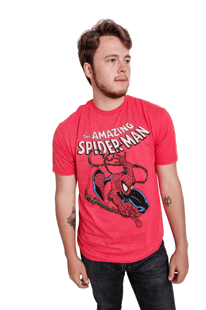 Spider - Man Spidey Swinging Marvel Comics Adult Graphic T-Shirt - Fundom