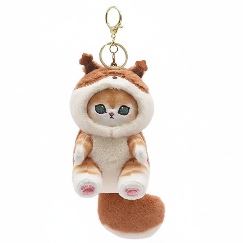 Mofusand Squirrel Cat Plush Keychain