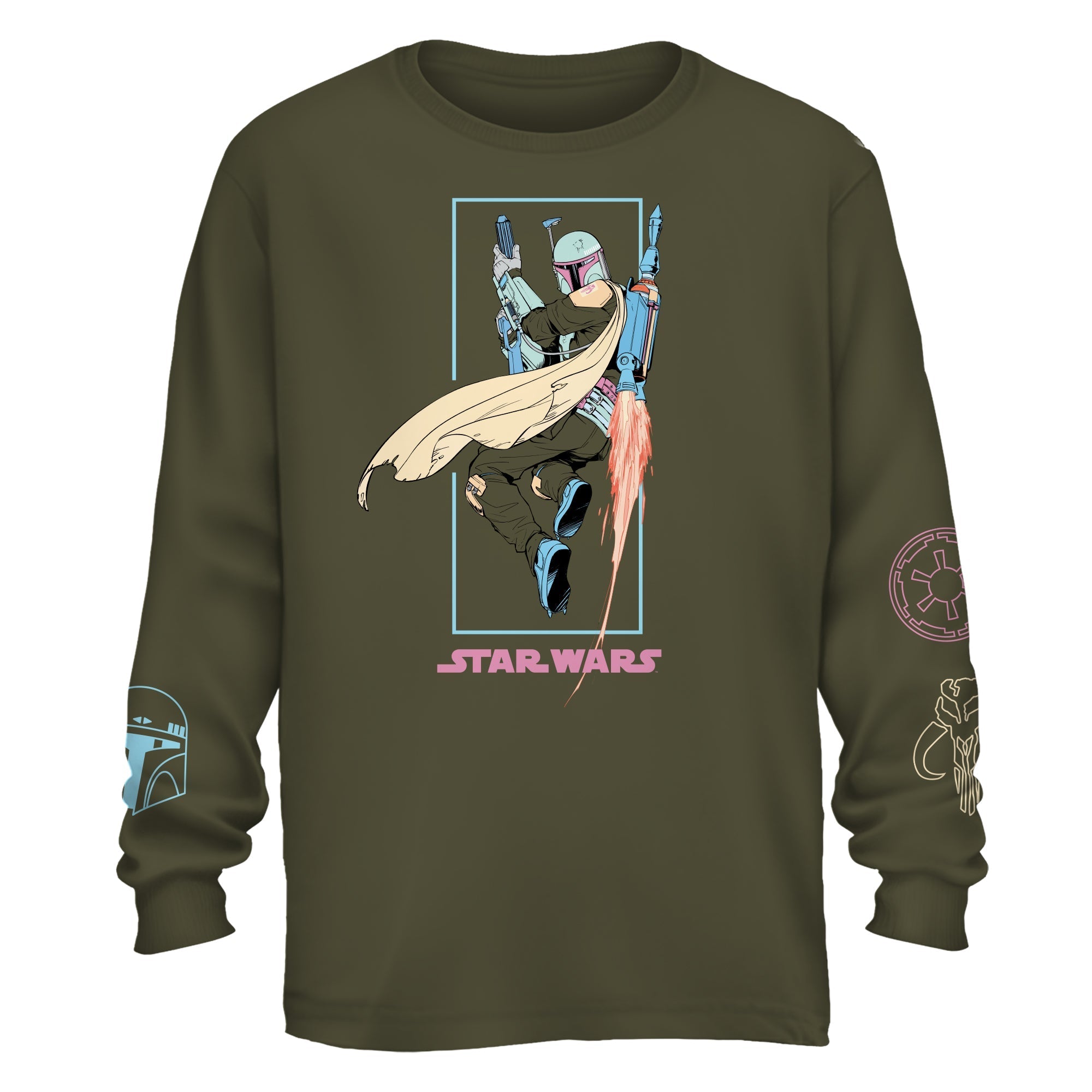 Star Wars Boba Fett Flying Box Adult Long Sleeve T Shirt - Fundom