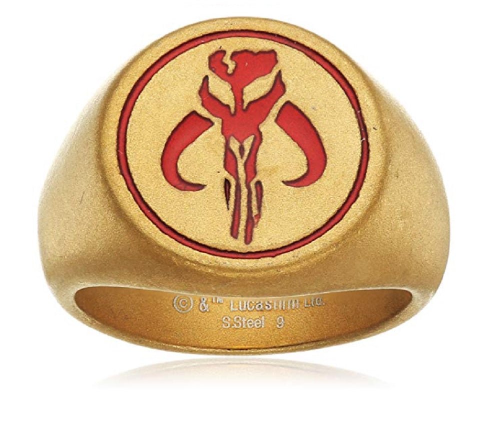Star Wars Jewelry Mandalorian Symbol Gold - Plated Matte Finish Ring Size 12 - Fundom