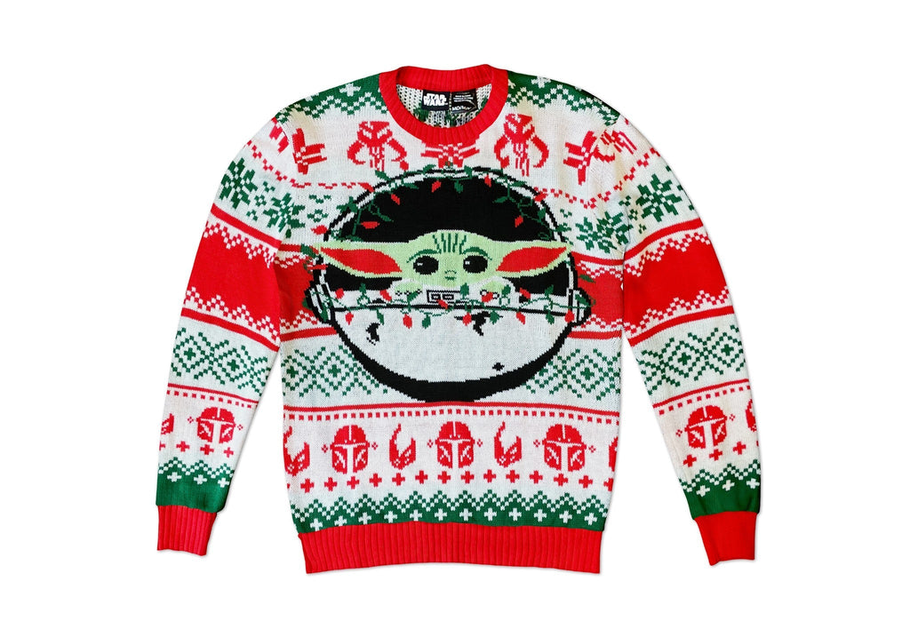 Star Wars The Mandalorian The Child with Lights Adult Ugly Christmas Sweater - Fundom
