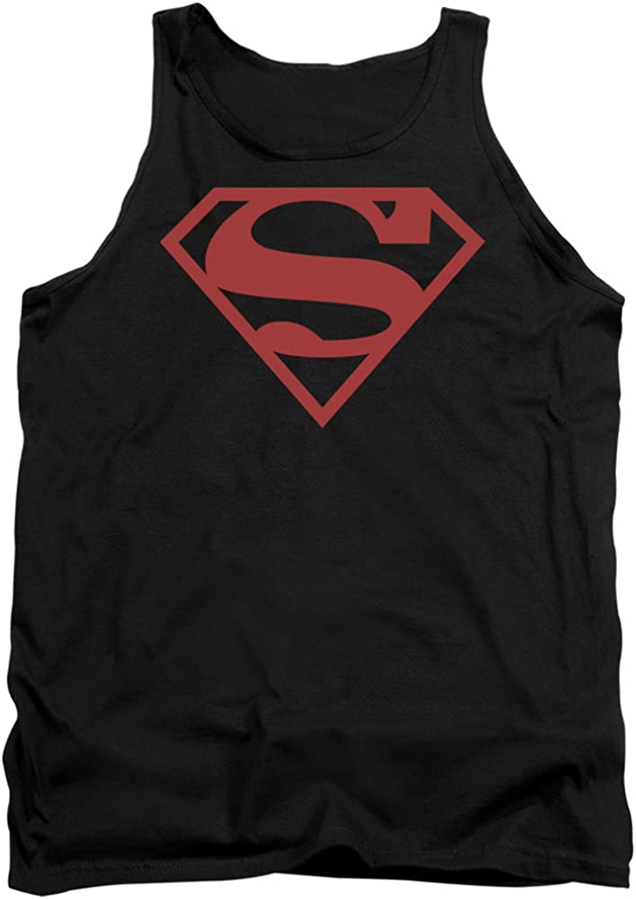 Superman Superboy Red On Black Logo Licensed Adult Unisex Tank Top - Fundom