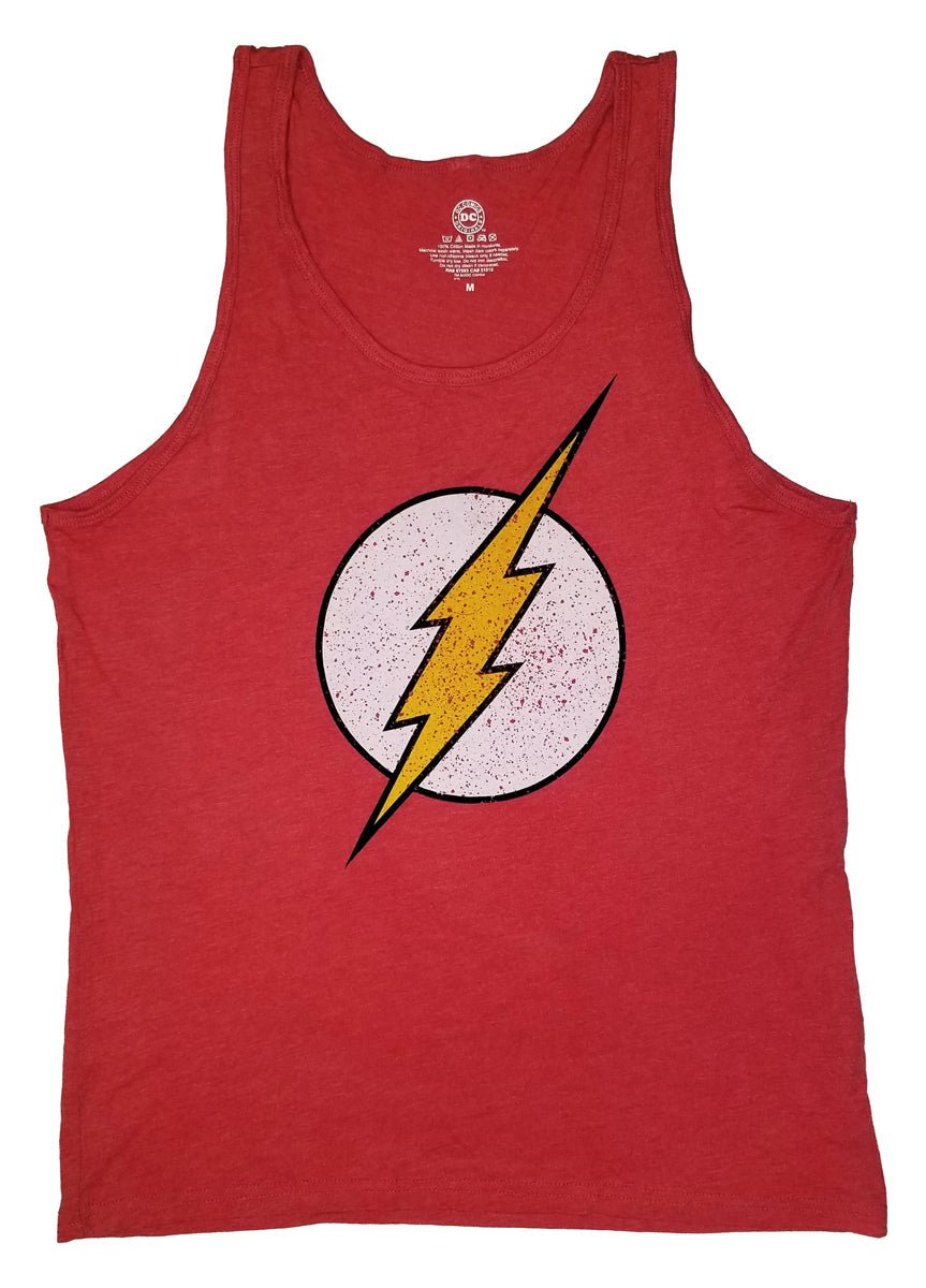 The Flash Distressed Symbol DC Comics Adult Tank Top - Fundom