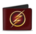 The Flash Logo Burgundy Gold DC Comics Bi - fold Wallet - Fundom