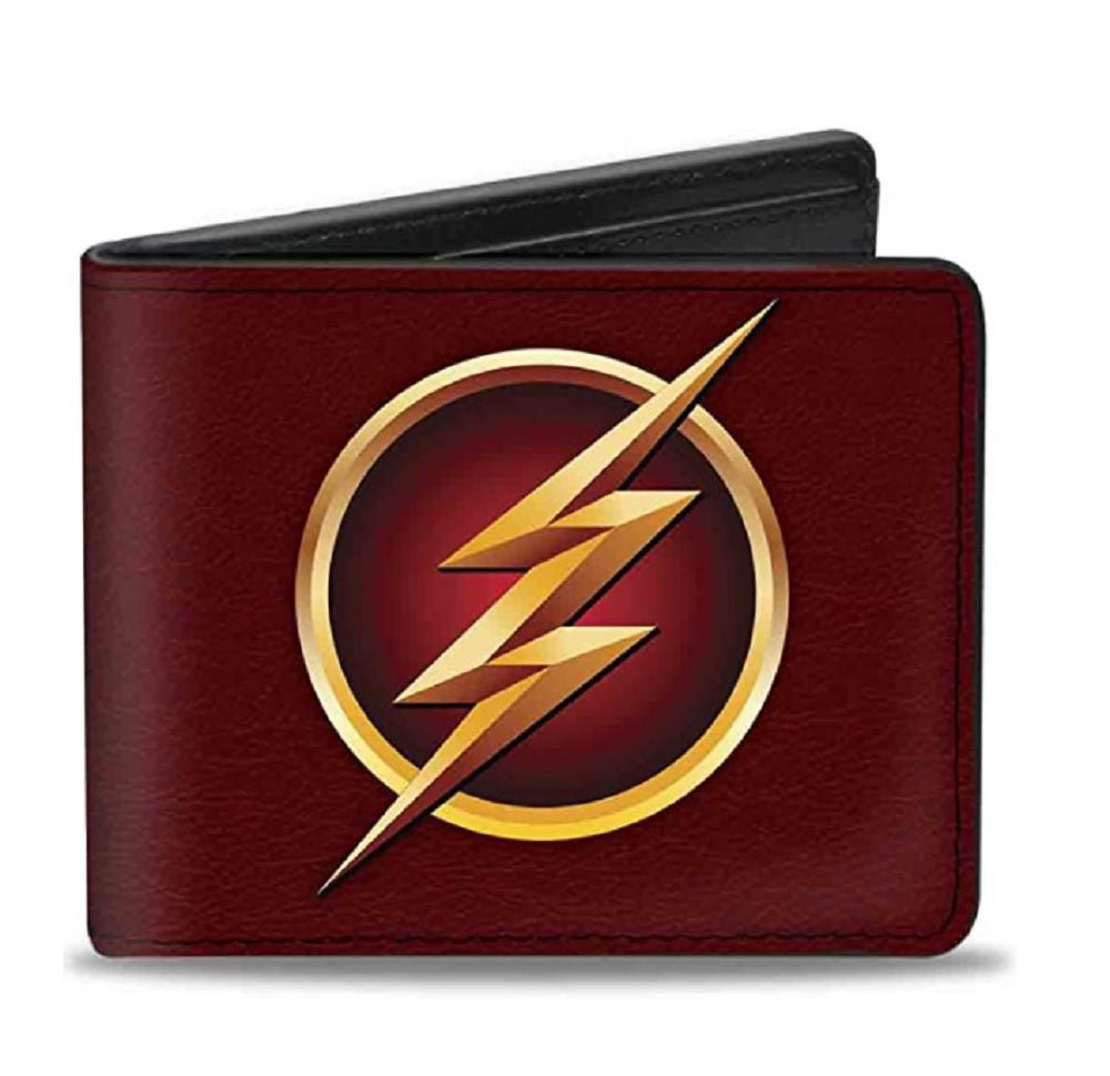 The Flash Logo Burgundy Gold DC Comics Bi - fold Wallet - Fundom
