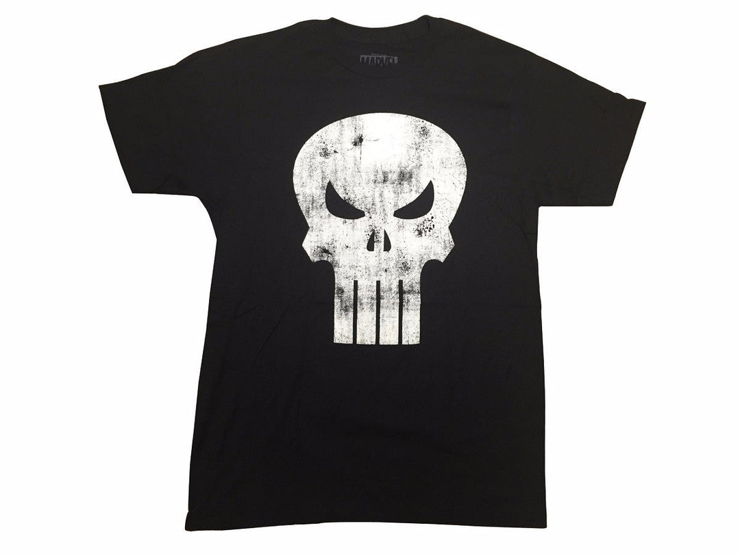The Punisher White Skull Logo Distressed Marvel Comics Adult T-Shirt - Fundom