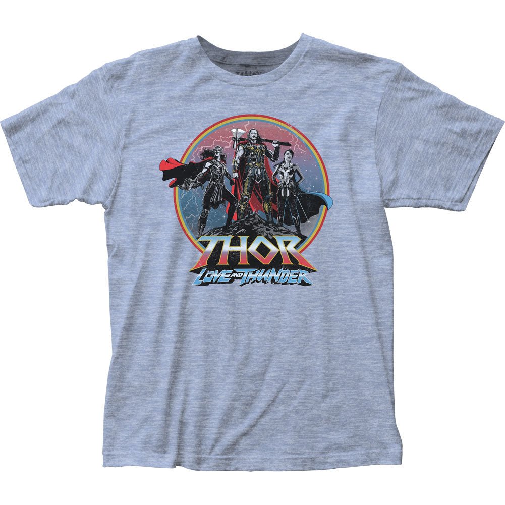 Thor 4 Movie Trio Circle Marvel Comics Fitted Adult T-Shirt - Fundom