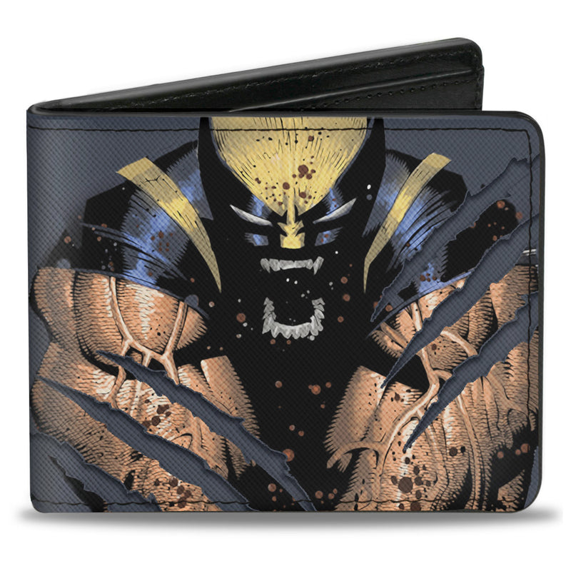 Wolverine Clawing Pose/Splatter Grays Marvel Comics Bi-fold Wallet