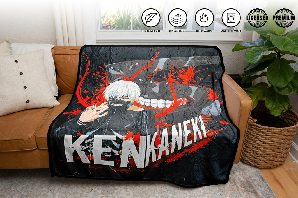 Tokyo Ghoul - Ken Kaneki White Hair with Mask - 45 x 60 Inch Fleece Throw Blanket