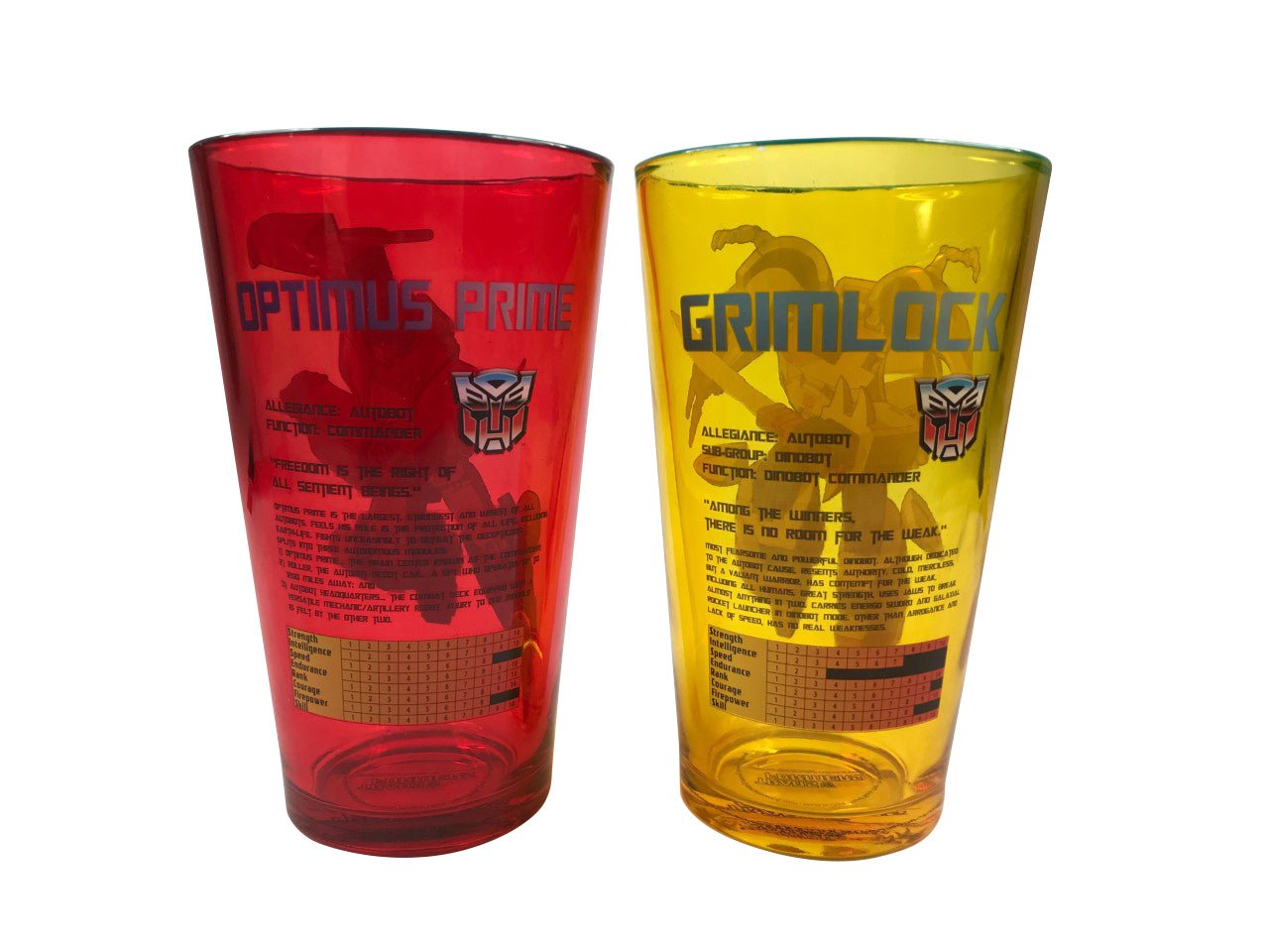 Transformers Autobots Optimus Prime And Grimlock 2 pack Pint Glass Set - Fundom