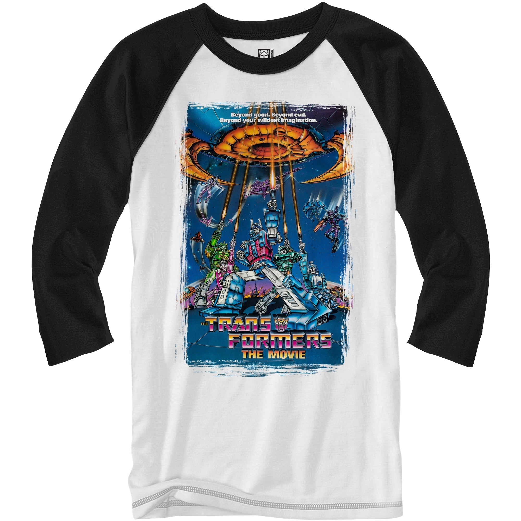 Transformers the Movie 80's Poster Raglan Style 3/4 Length Sleeve Adult Graphic T-Shirt - Fundom