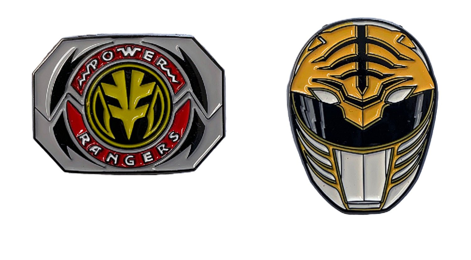 Power Rangers White Ranger Mask and Emblem Tommy 2 Pack Enamel Pin set