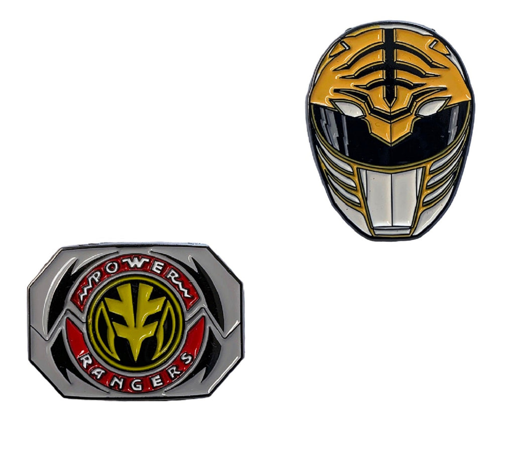 Power Rangers White Ranger Mask and Emblem Tommy 2 Pack Enamel Pin set